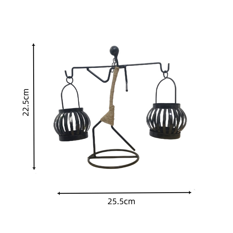 Wrought Iron Candle Holder Decorative Piece - European Style Restaurant Dining Table Ambiance Light Candlestick Home Metal Artware eprolo