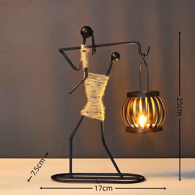 Wrought Iron Candle Holder Decorative Piece - European Style Restaurant Dining Table Ambiance Light Candlestick Home Metal Artware eprolo