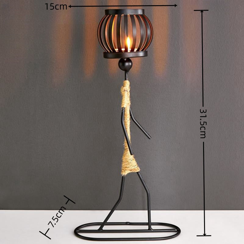 Wrought Iron Candle Holder Decorative Piece - European Style Restaurant Dining Table Ambiance Light Candlestick Home Metal Artware eprolo