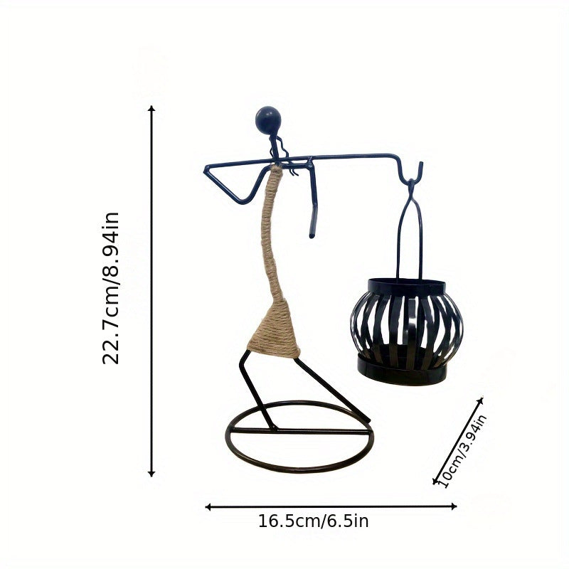 Wrought Iron Candle Holder Decorative Piece - European Style Restaurant Dining Table Ambiance Light Candlestick Home Metal Artware eprolo