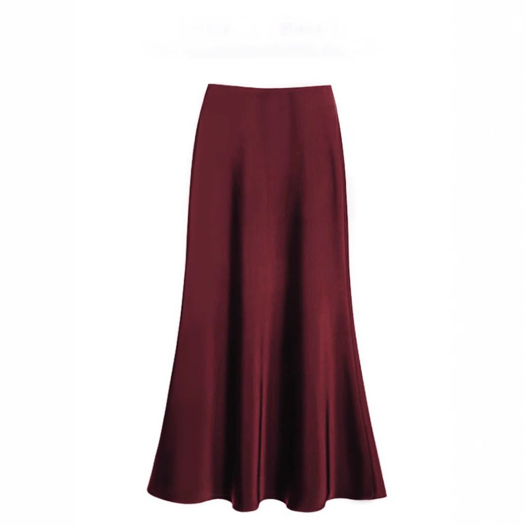 High Waist Mid - length Satin Acetate Silky Skirt - Gadgets and more