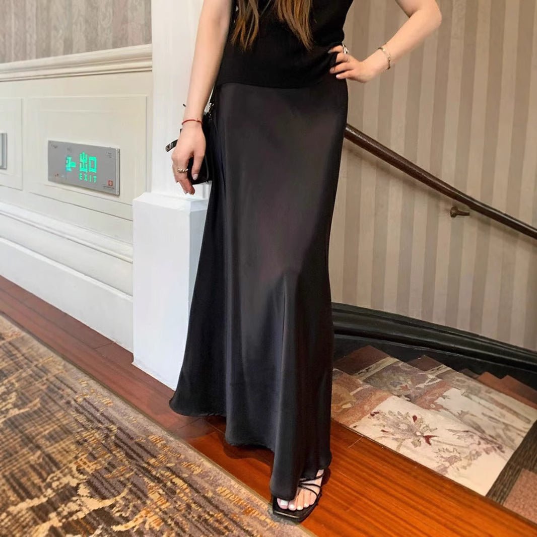 High Waist Mid - length Satin Acetate Silky Skirt - Gadgets and more