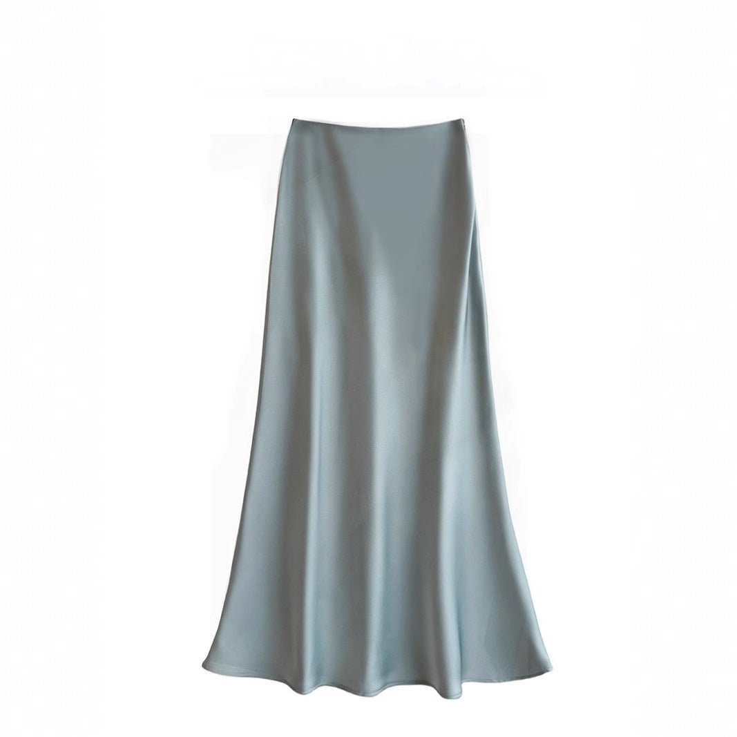 High Waist Mid - length Satin Acetate Silky Skirt - Gadgets and more