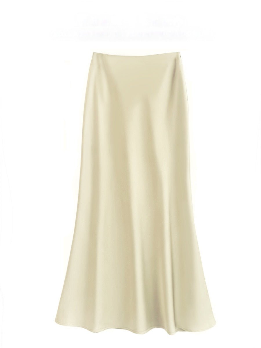 High Waist Mid - length Satin Acetate Silky Skirt - Gadgets and more