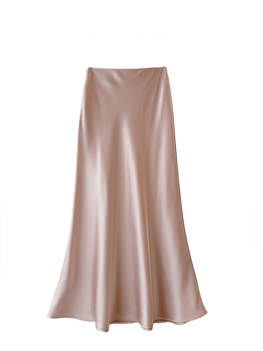 High Waist Mid - length Satin Acetate Silky Skirt - Gadgets and more