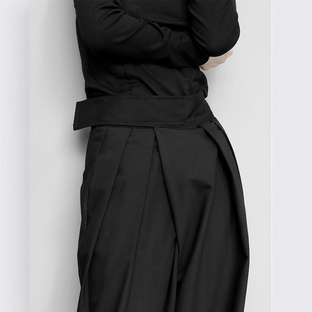 Black Suit Draping Casual Wide - leg Pants - Gadgets and more
