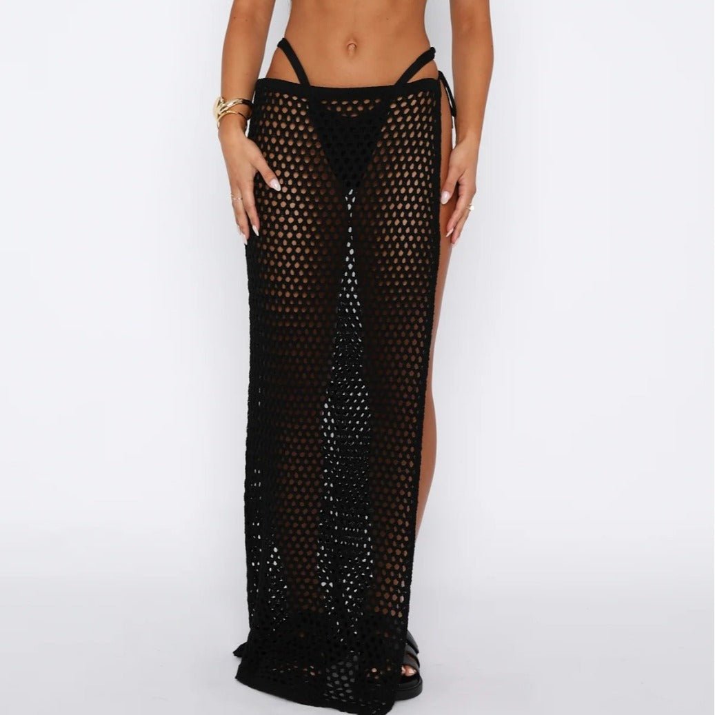 Women's Beach Sun Protection Hollow Out See - through High Slit Skirt - Gadgets and more