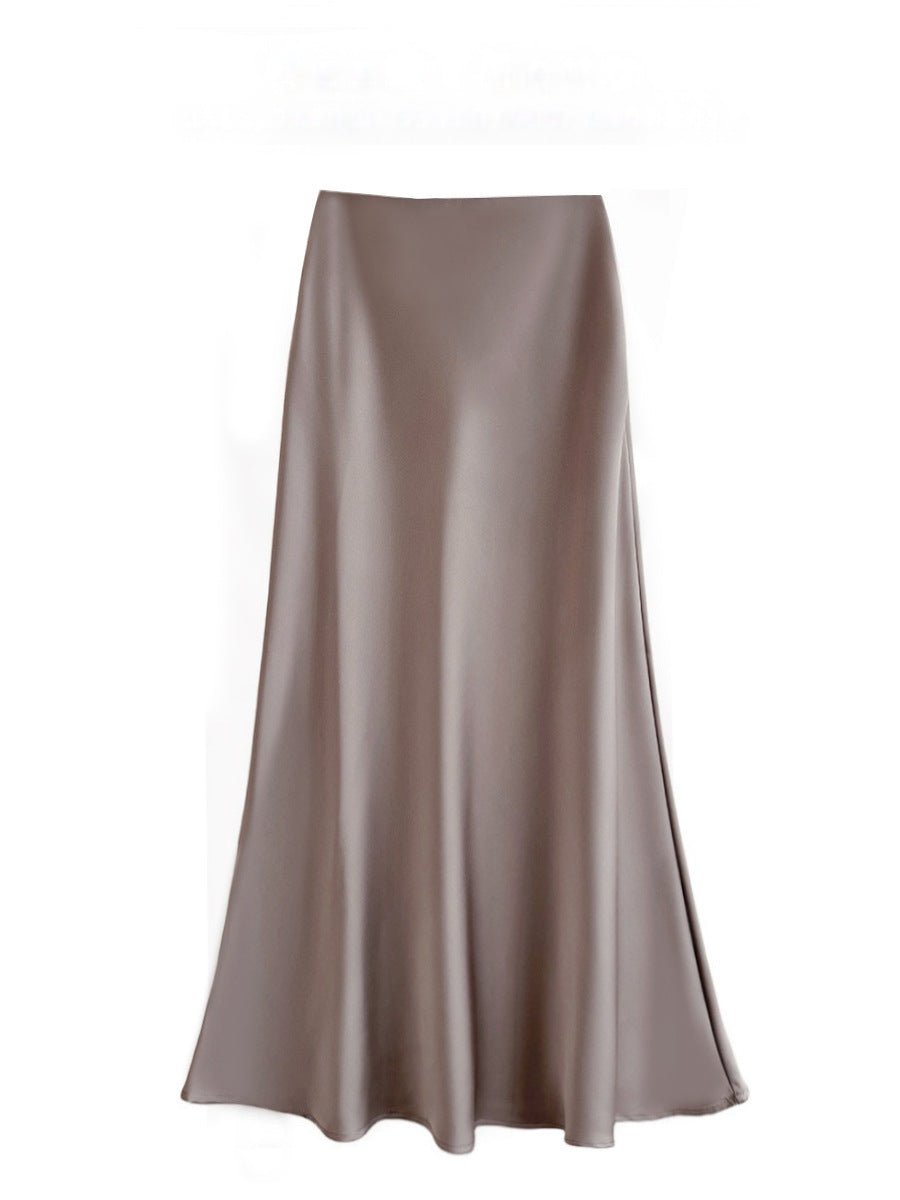 High Waist Mid - length Satin Acetate Silky Skirt - Gadgets and more