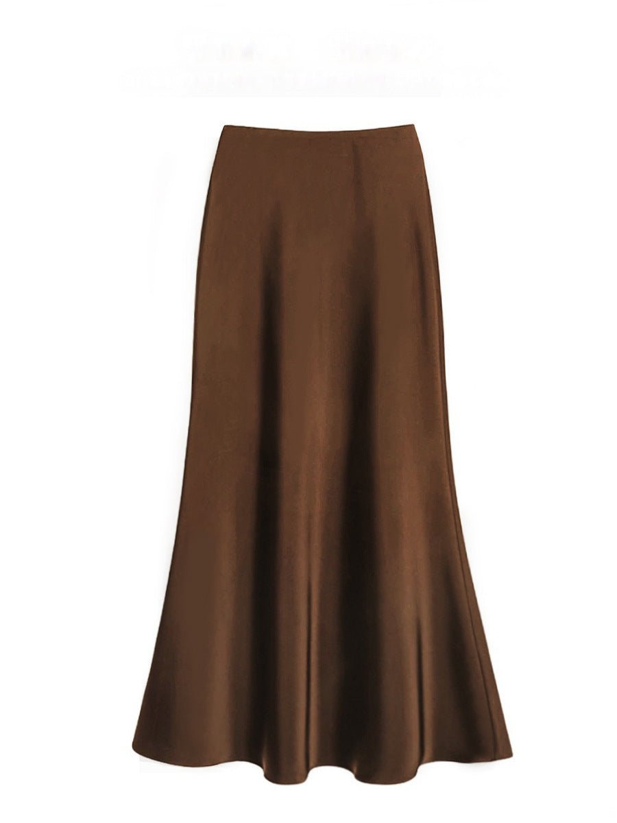 High Waist Mid - length Satin Acetate Silky Skirt - Gadgets and more