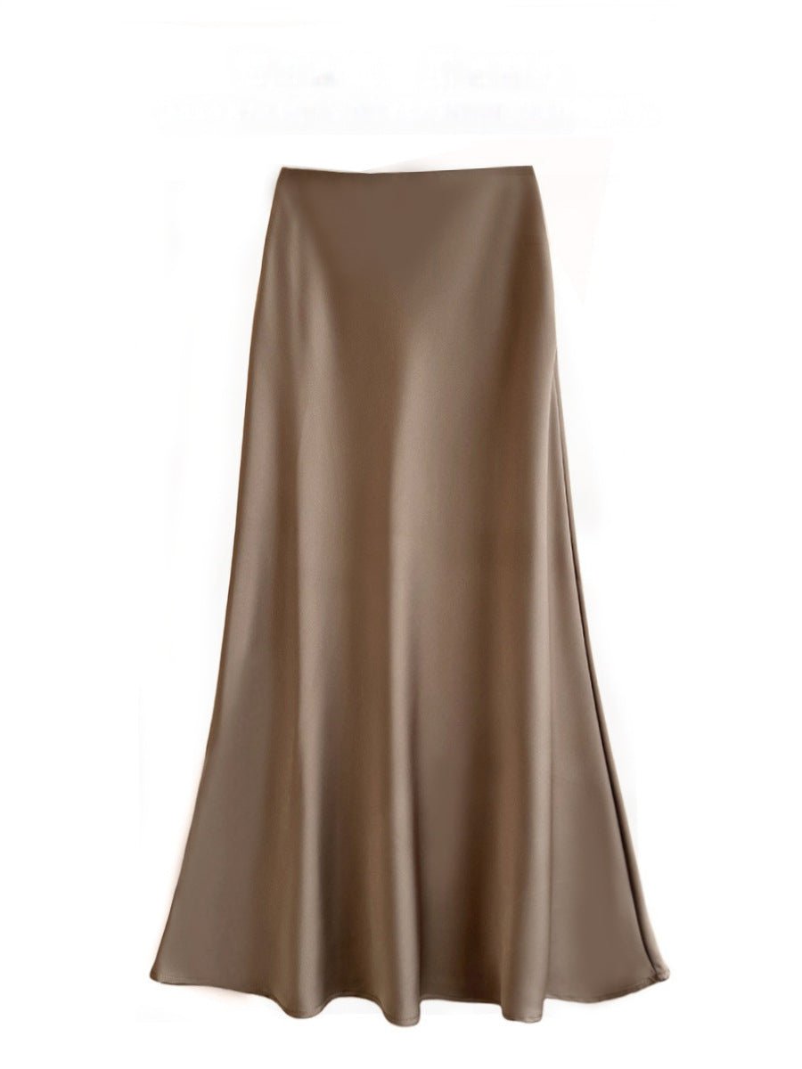 High Waist Mid - length Satin Acetate Silky Skirt - Gadgets and more