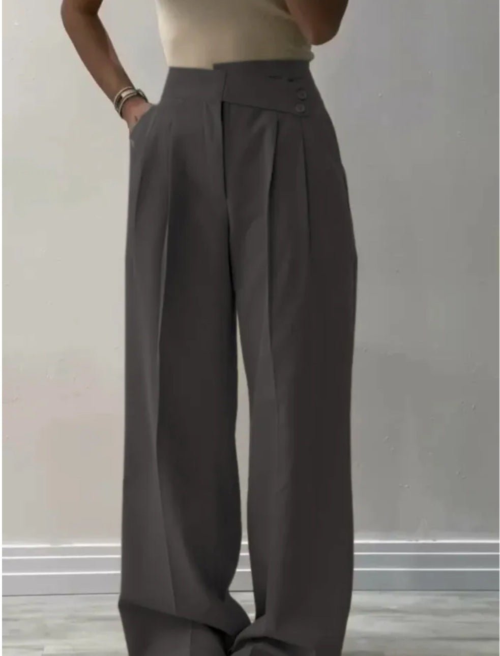 Women's Irregular Waist Wide Leg Pants Suit Pants - Gadgets and more