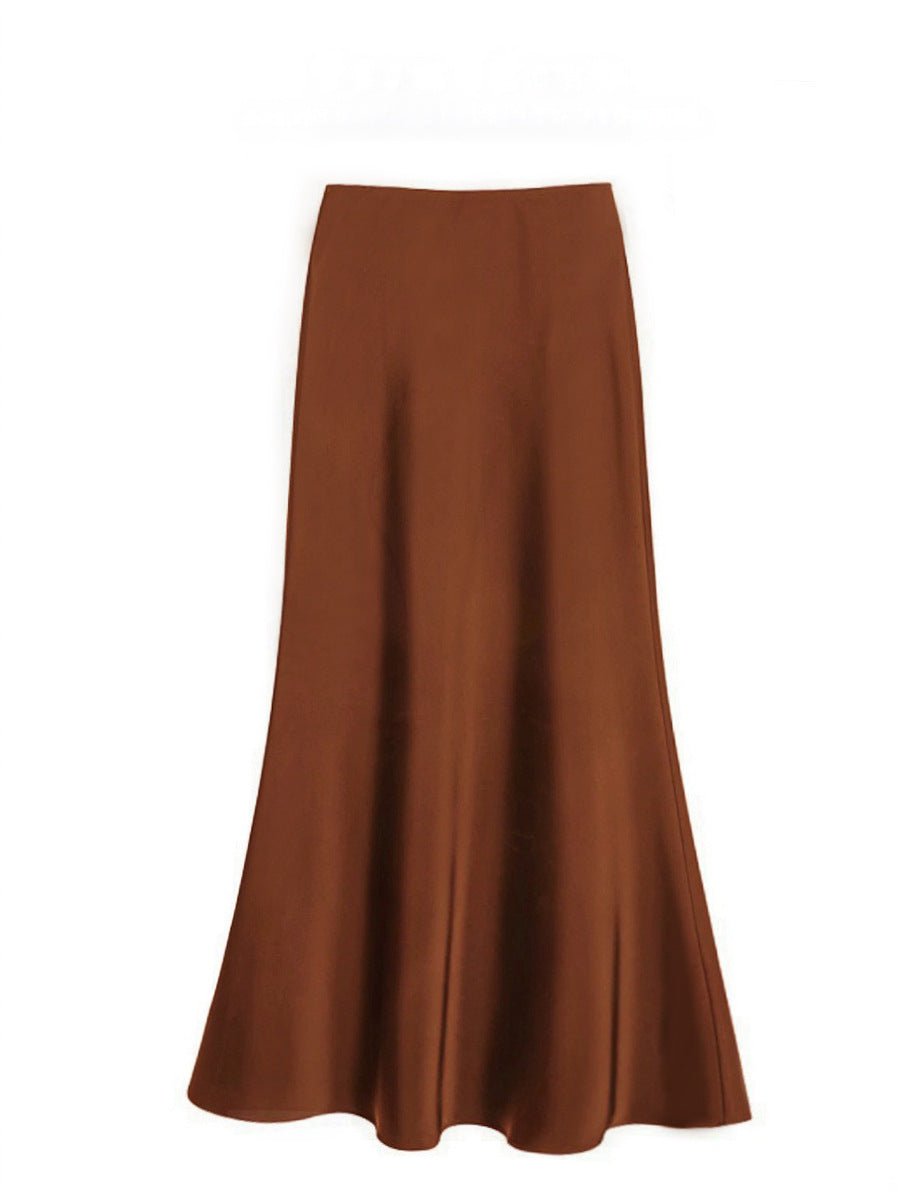 High Waist Mid - length Satin Acetate Silky Skirt - Gadgets and more