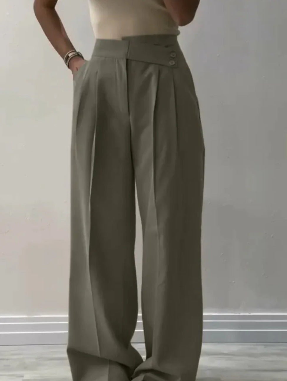Women's Irregular Waist Wide Leg Pants Suit Pants - Gadgets and more