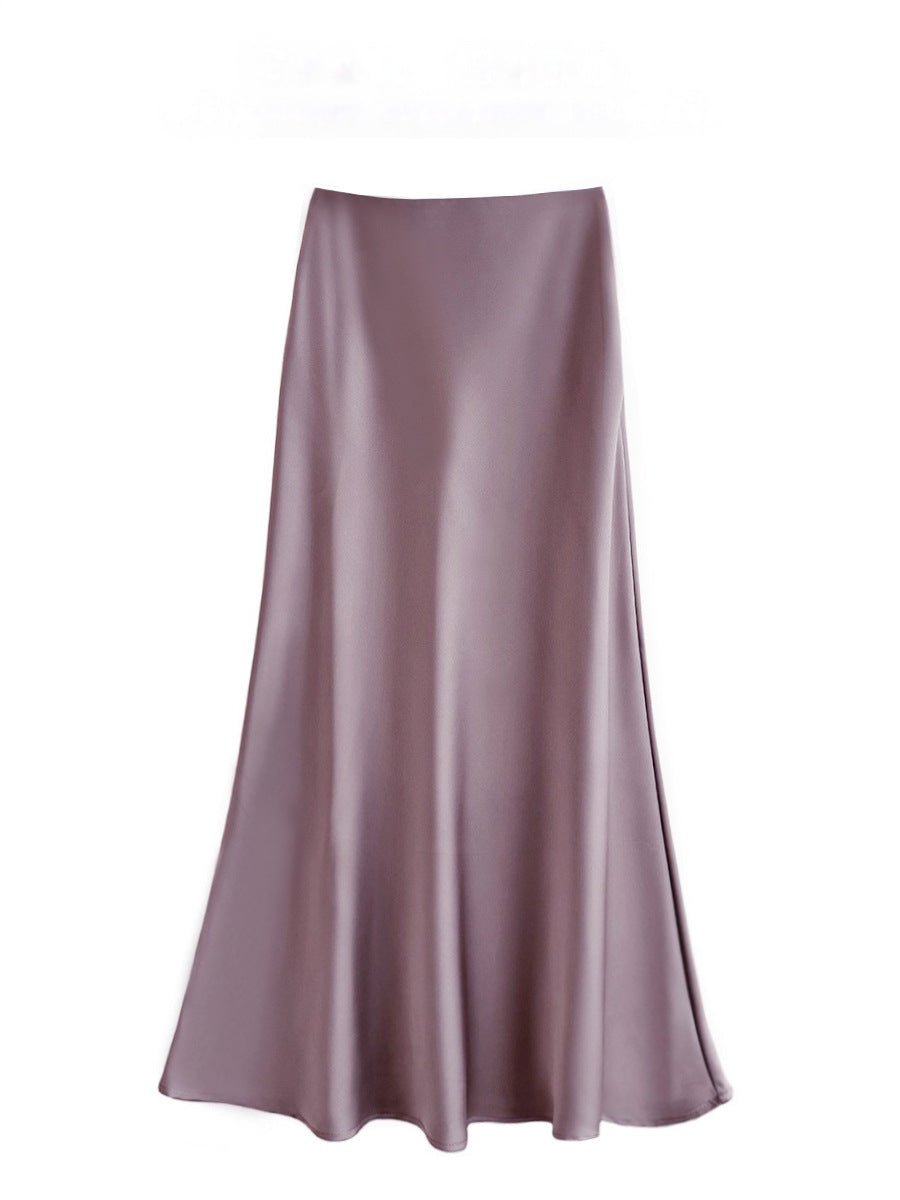 High Waist Mid - length Satin Acetate Silky Skirt - Gadgets and more
