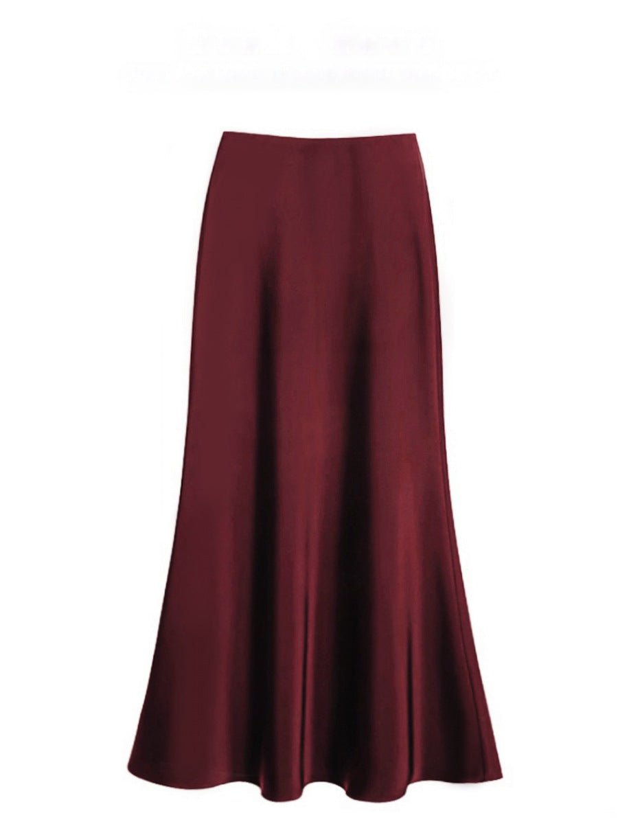 High Waist Mid - length Satin Acetate Silky Skirt - Gadgets and more