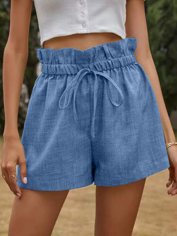 Women's Fashion High Waist Lace-up Loose Wide Leg Shorts Hsam the best store