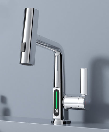 Intelligent Digital Display Faucet Pull-out Basin Faucet Temperature Digital Display Rotation - Gadgets and more