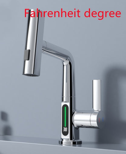 Intelligent Digital Display Faucet Pull-out Basin Faucet Temperature Digital Display Rotation - Gadgets and more
