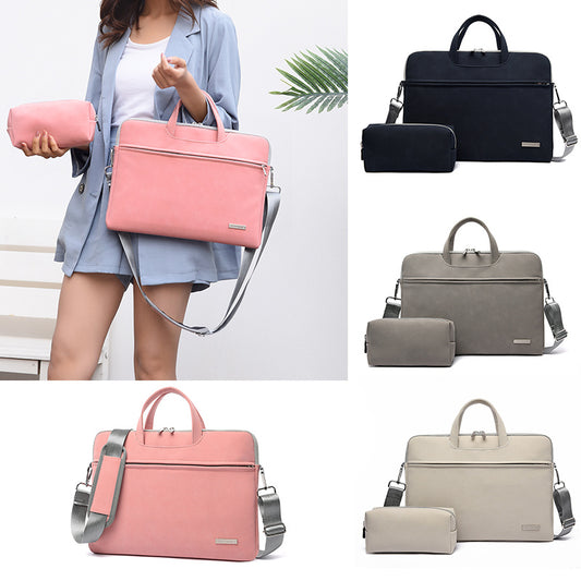 PU Leather Women Laptop Bag Notebook Carrying Case Briefcase For Macbook Air 13.3 14 15.6 Inch Men Handbags Shoulder Mouse Bag - Gadgets and more