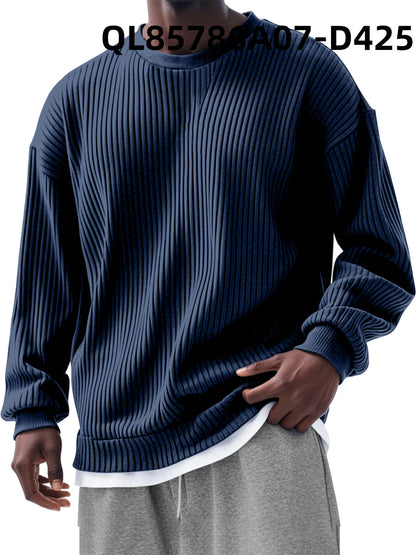 Men's Loose Trendy Long Sleeve Round Neck Top - Gadgets and more