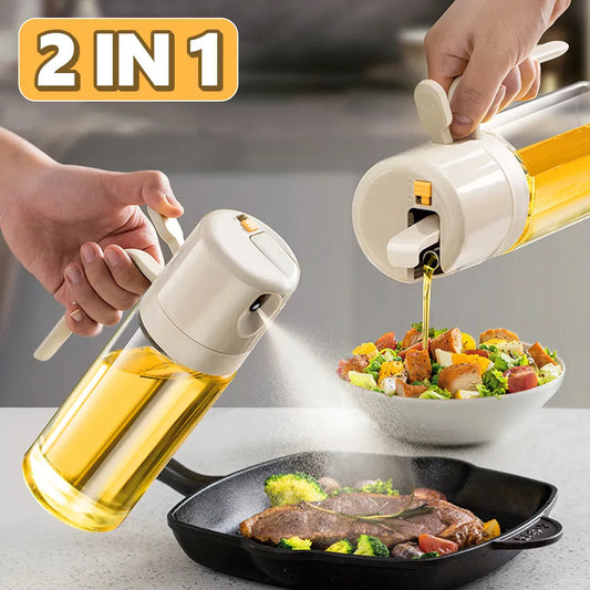 2 In 1 Oil Sprayer Bottle BBQ Cooking Oil Dispenser Olive Oil Pourers Sprayer Kitchen Baking Oil Mister Vinegar Bottle - Gadgets and more