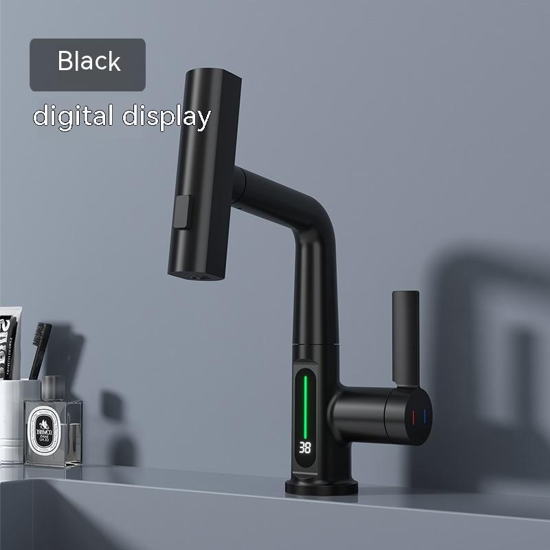 Intelligent Digital Display Faucet Pull-out Basin Faucet Temperature Digital Display Rotation - Gadgets and more