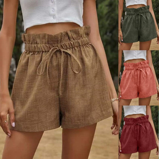 Women's Fashion High Waist Lace-up Loose Wide Leg Shorts Hsam the best store