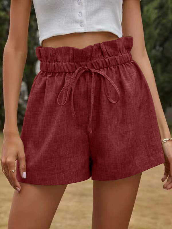 Women's Fashion High Waist Lace-up Loose Wide Leg Shorts Hsam the best store