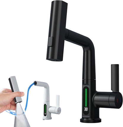 Intelligent Digital Display Faucet Pull-out Basin Faucet Temperature Digital Display Rotation - Gadgets and more
