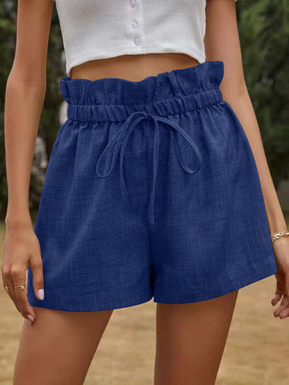 Women's Fashion High Waist Lace-up Loose Wide Leg Shorts Hsam the best store