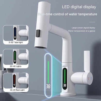 Intelligent Digital Display Faucet Pull-out Basin Faucet Temperature Digital Display Rotation - Gadgets and more