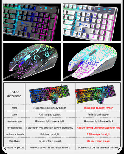 Kuiying T6RGB Luminous Keyboard And Mouse Set - Gadgets and more