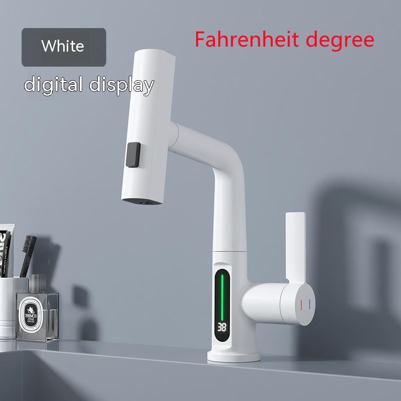 Intelligent Digital Display Faucet Pull-out Basin Faucet Temperature Digital Display Rotation - Gadgets and more