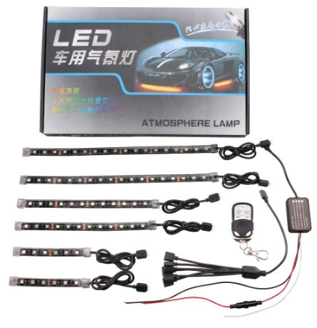 Automobile and motorcycle modified universal one for six LED remote control lights RGB atmosphere lights decorative lights atmosphere lights car decoration - Gadgets and more