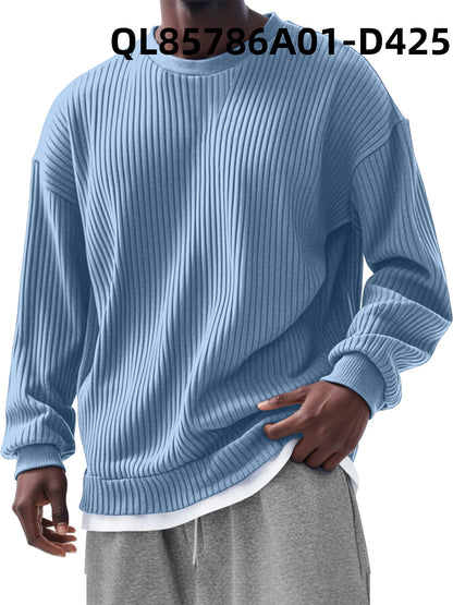 Men's Loose Trendy Long Sleeve Round Neck Top - Gadgets and more