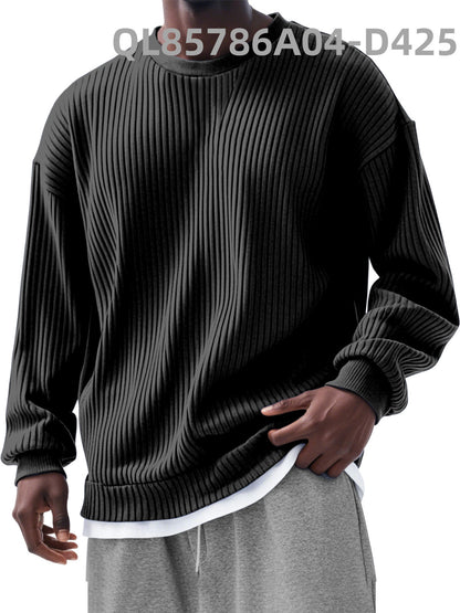 Men's Loose Trendy Long Sleeve Round Neck Top - Gadgets and more