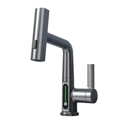Intelligent Digital Display Faucet Pull-out Basin Faucet Temperature Digital Display Rotation - Gadgets and more