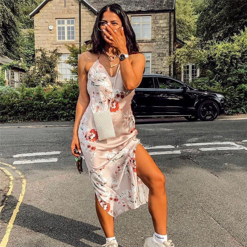 Sexy Low-Cut Backless Long Dress With Printed Suspender Dress - Gadgets and more