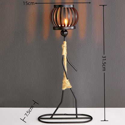 Wrought Iron Candle Holder Decorative Piece - European Style Restaurant Dining Table Ambiance Light Candlestick Home Metal Artware eprolo