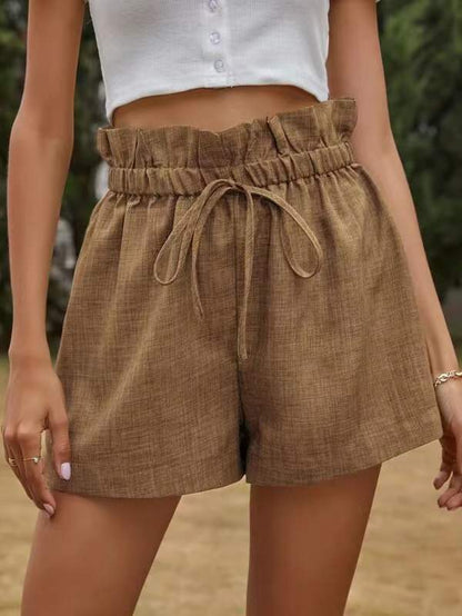 Women's Fashion High Waist Lace-up Loose Wide Leg Shorts Hsam the best store