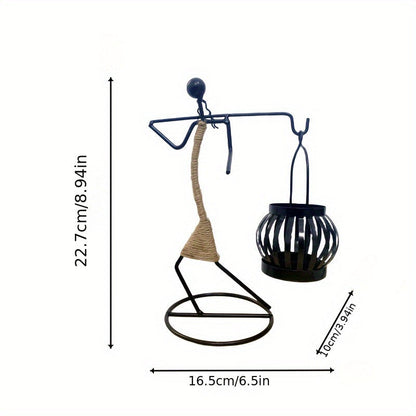 Wrought Iron Candle Holder Decorative Piece - European Style Restaurant Dining Table Ambiance Light Candlestick Home Metal Artware eprolo