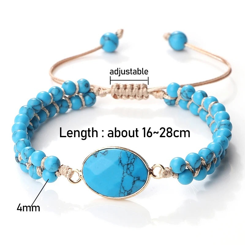 Hand-woven 4MM Natural Blue Turquoise Beads Irregular Bracelet - Gadgets and more