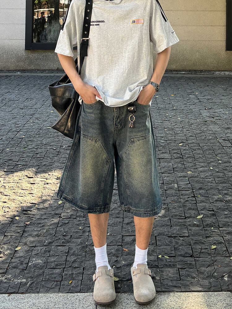 Summer Denim Shorts Men's And Women's Straight American Retro Washed - Gadgets and more