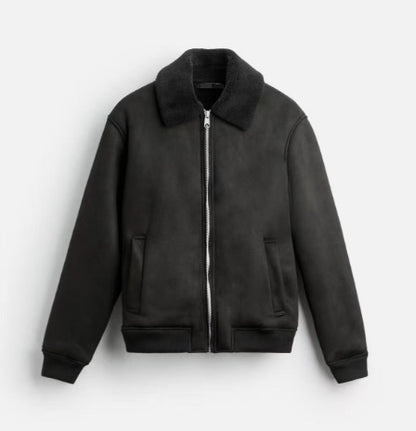 Autumn And Winter Men's American Retro Patchwork Suede Texture Effect Jacket Coat