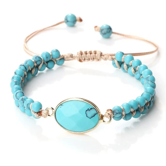 Hand-woven 4MM Natural Blue Turquoise Beads Irregular Bracelet - Gadgets and more