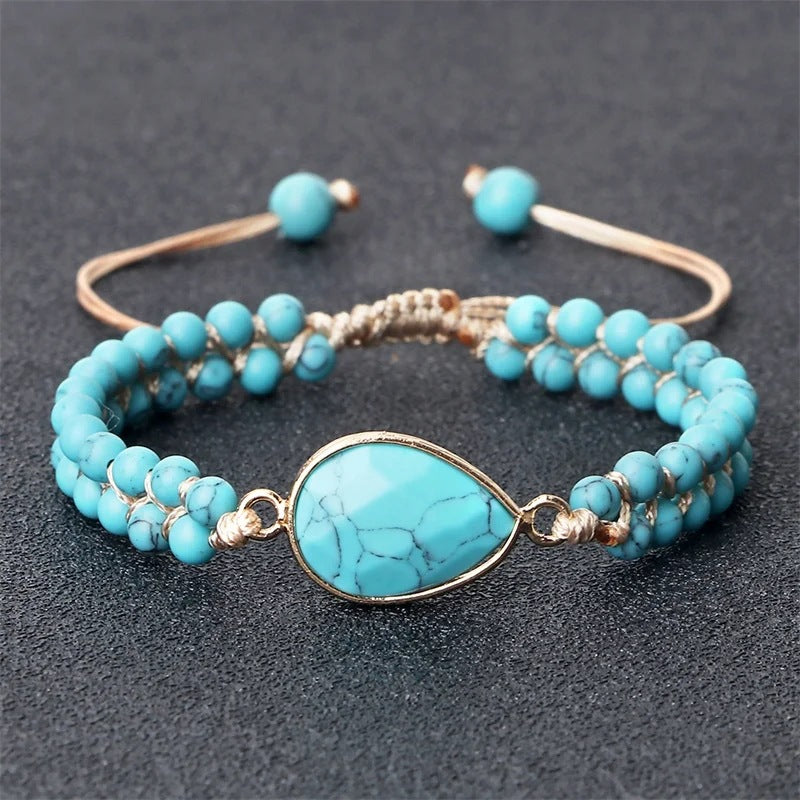 Hand-woven 4MM Natural Blue Turquoise Beads Irregular Bracelet - Gadgets and more