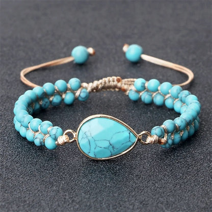 Hand-woven 4MM Natural Blue Turquoise Beads Irregular Bracelet - Gadgets and more