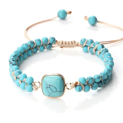 Hand-woven 4MM Natural Blue Turquoise Beads Irregular Bracelet - Gadgets and more