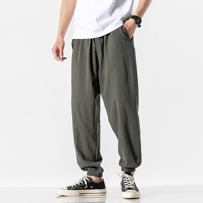 Casual Cropped Pants Thin Trendy Linen Sports Pants Men