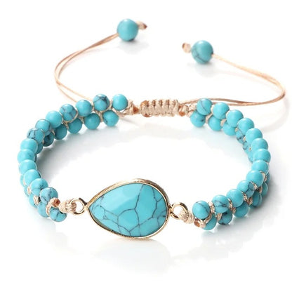 Hand-woven 4MM Natural Blue Turquoise Beads Irregular Bracelet - Gadgets and more
